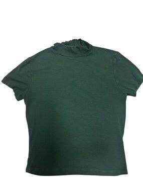 Garage Short Sleeve Mock Neck Top - Dark Green
